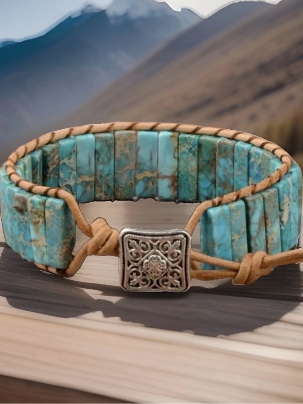 Turquoise Bead Wrap Bracelet with Silver Accent - Women